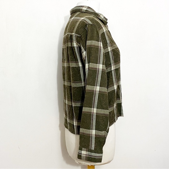 KEREN HART nubby plaid zip front unlined light jacket long sleeve 100% cotton L - Picture 5 of 9